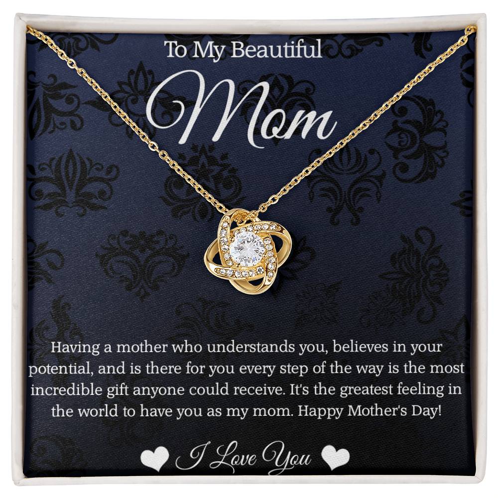 To My Beautiful Mom - You Are My Rock - Love Knot Necklace