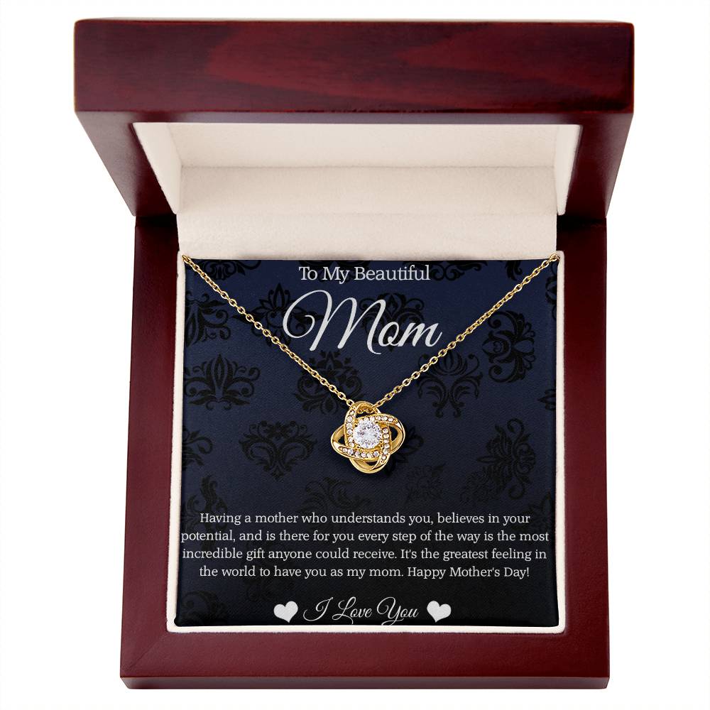 To My Beautiful Mom - You Are My Rock - Love Knot Necklace